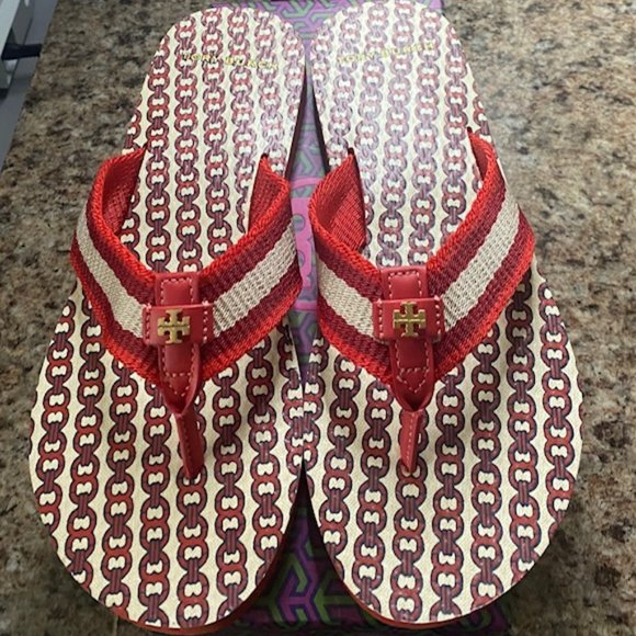 Tory Burch Shoes - New Tory Burch 🧡 Red🧡 Gemini Link Thin Flip Flop Sandals Sz 7